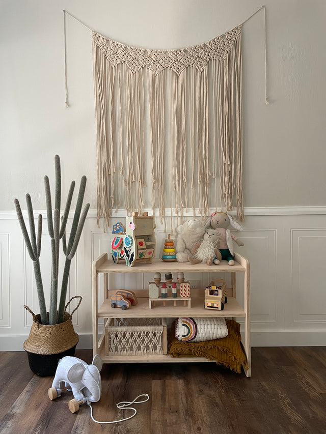 Natural Wooden Montessori Toy or Book Shelf