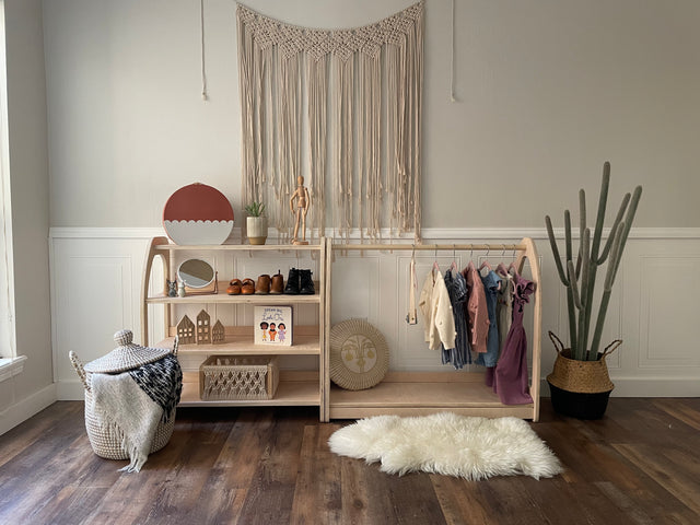 Natural Wooden Montessori Clothing Rack