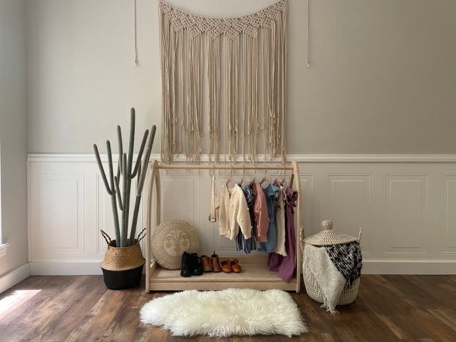 Natural Wooden Montessori Clothing Rack