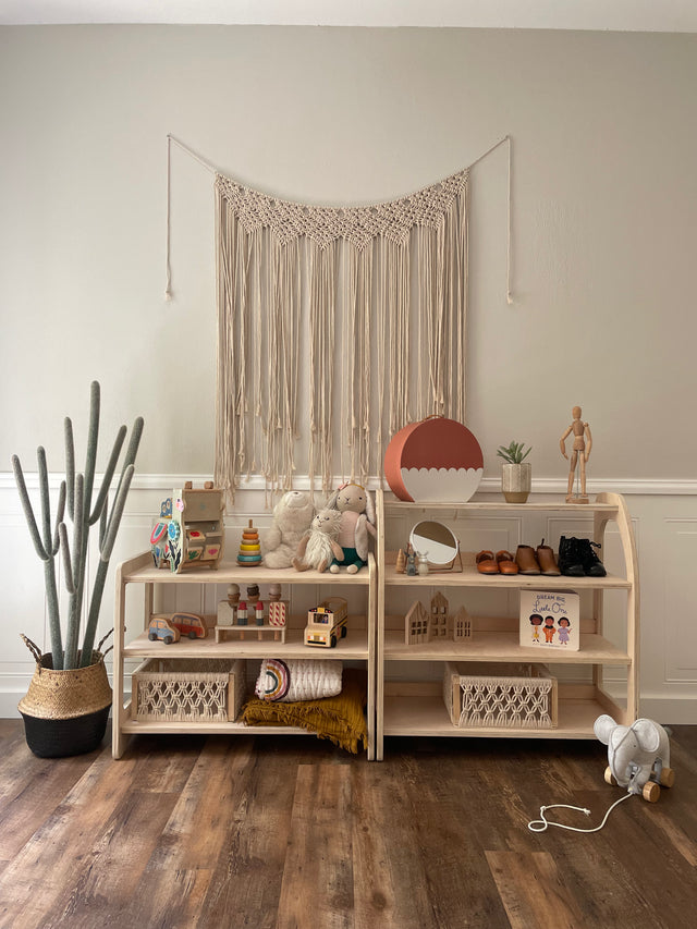 Natural Wooden Montessori Toy or Book Shelf