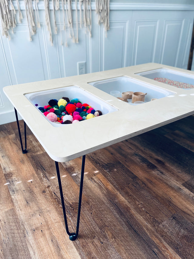 Large Kids Craft Table with Built-in Sensory Bins