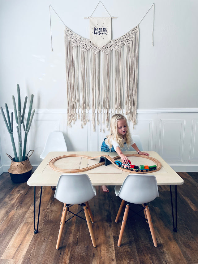 Large Kids Craft Table with Built-in Sensory Bins