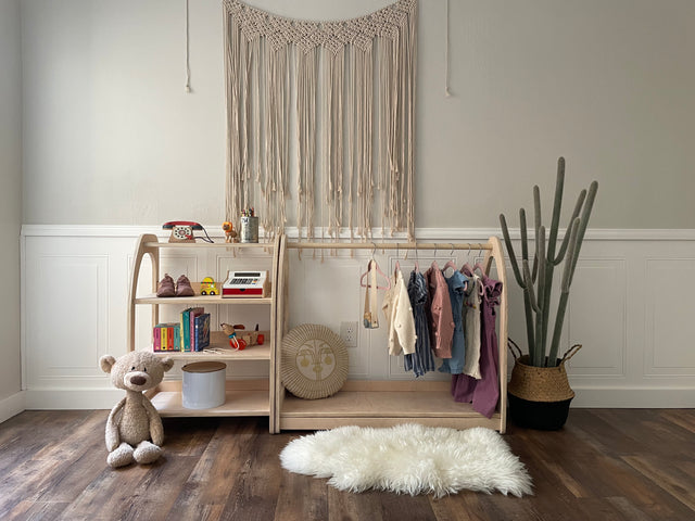 Natural Wooden Montessori Clothing Rack