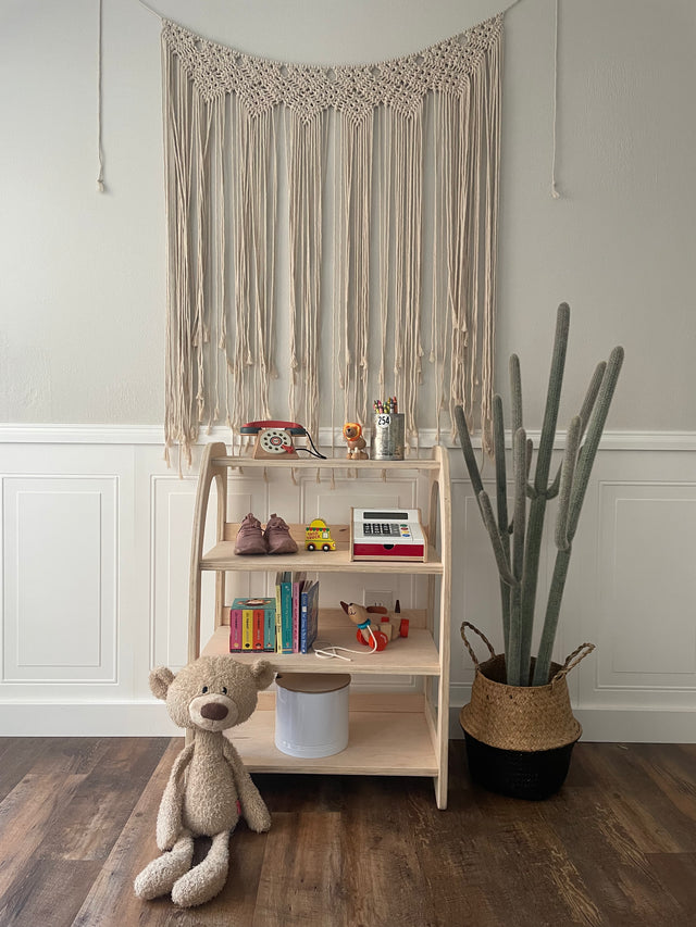 Natural Wooden Montessori Toy or Book Shelf