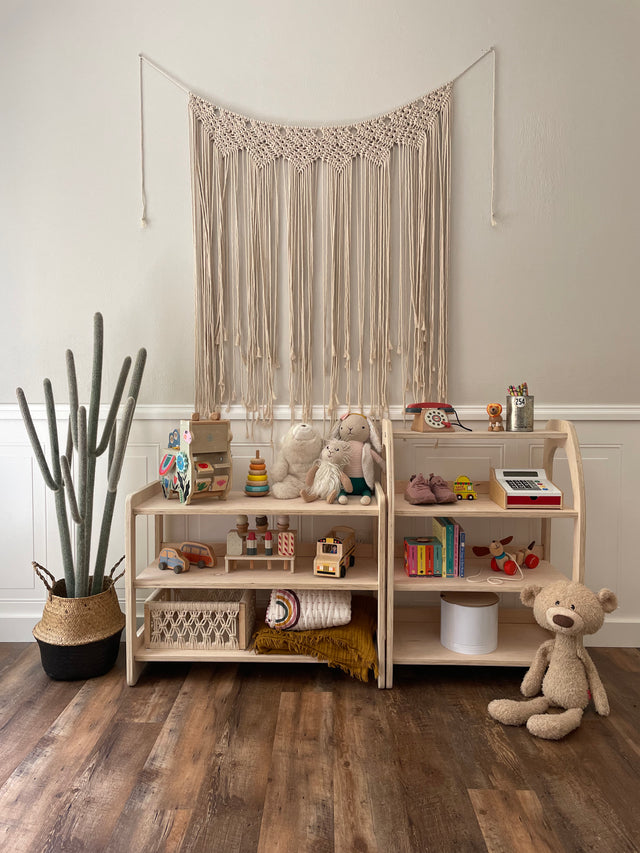 Natural Wooden Montessori Toy or Book Shelf